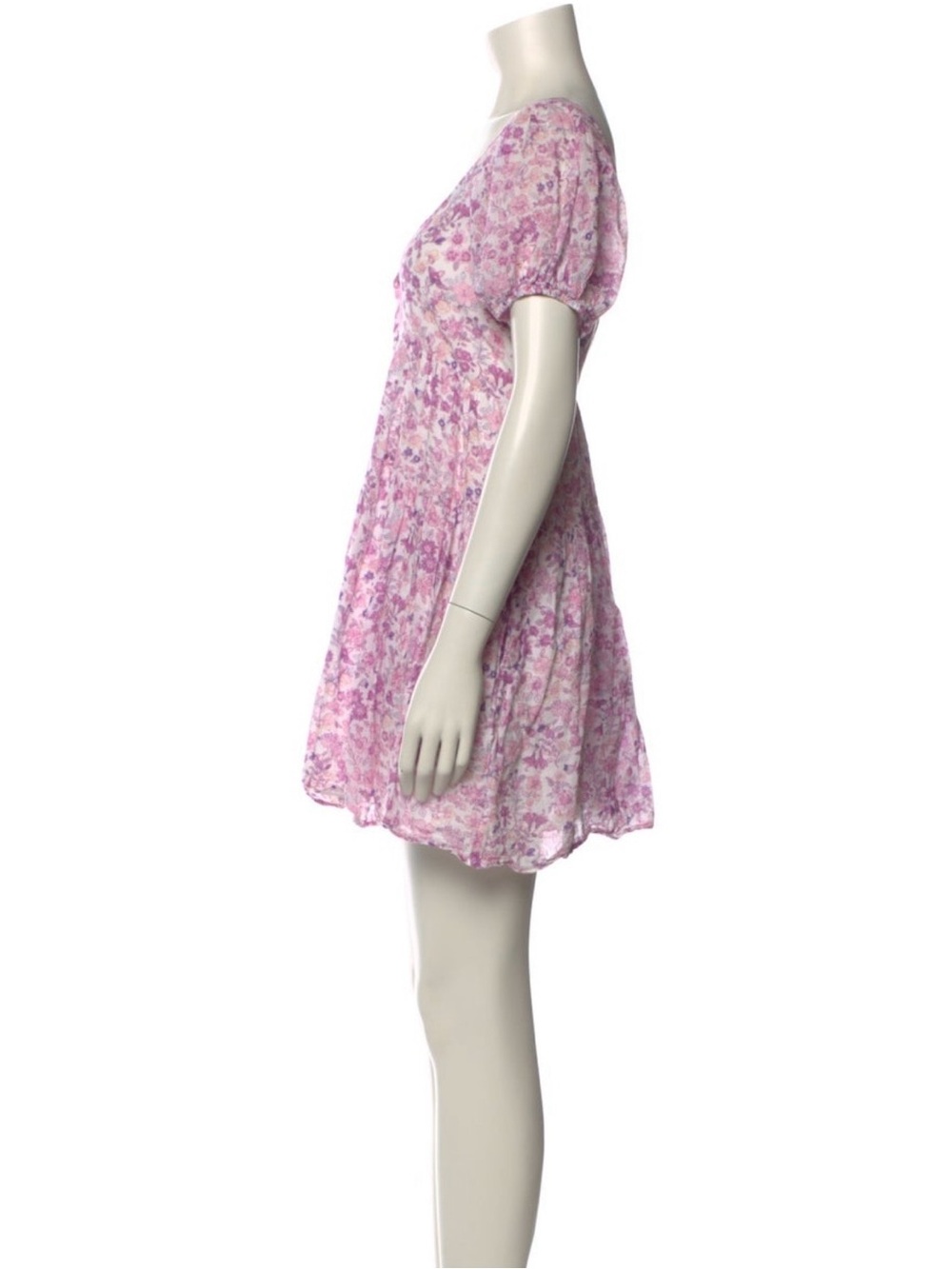 LoveShackFancy Pink Floral Puff Sleeve Mini Dress Size Large Cottagecore - Picture 3 of 10